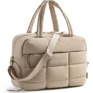Source Unknown Beige Quilted Travel Bag